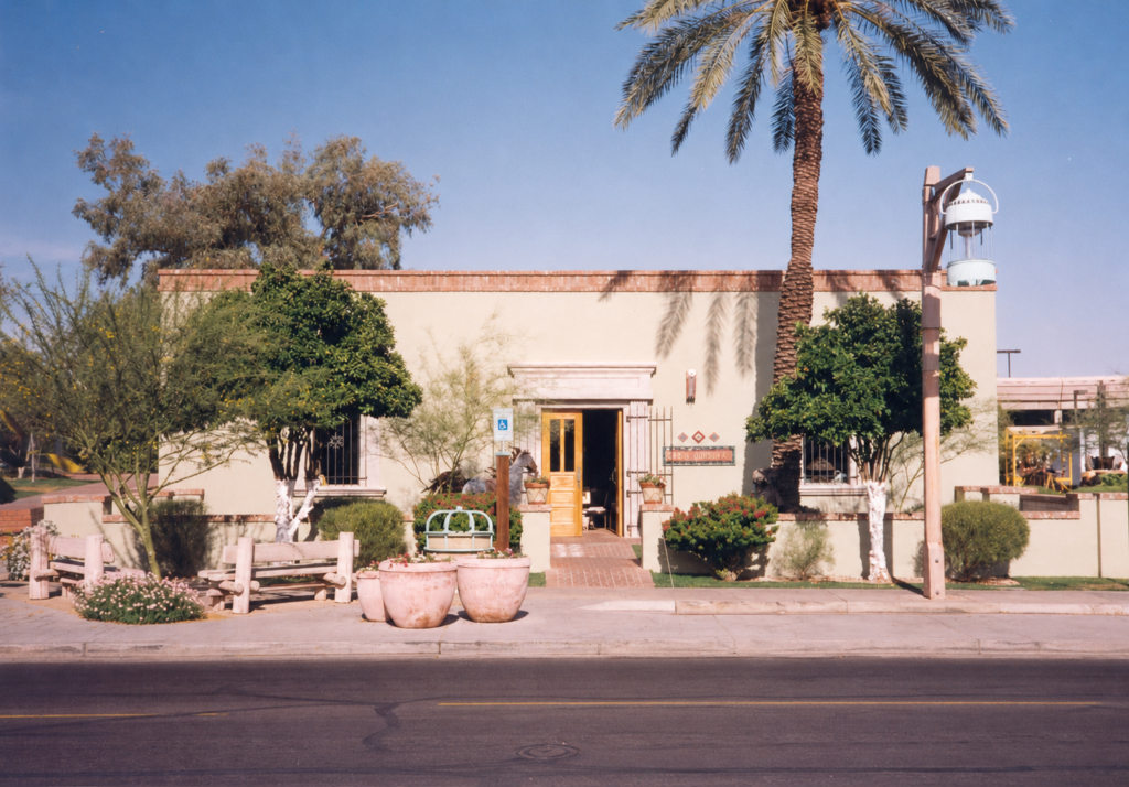 Bischoff's on the Park Phase 1 gallery renovation, Old Town Scottsdale — west exterior and patio views